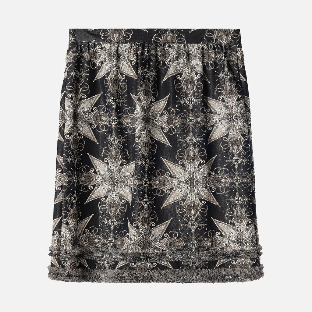 Chanel Silver & Grey Star Jacquard Skirt