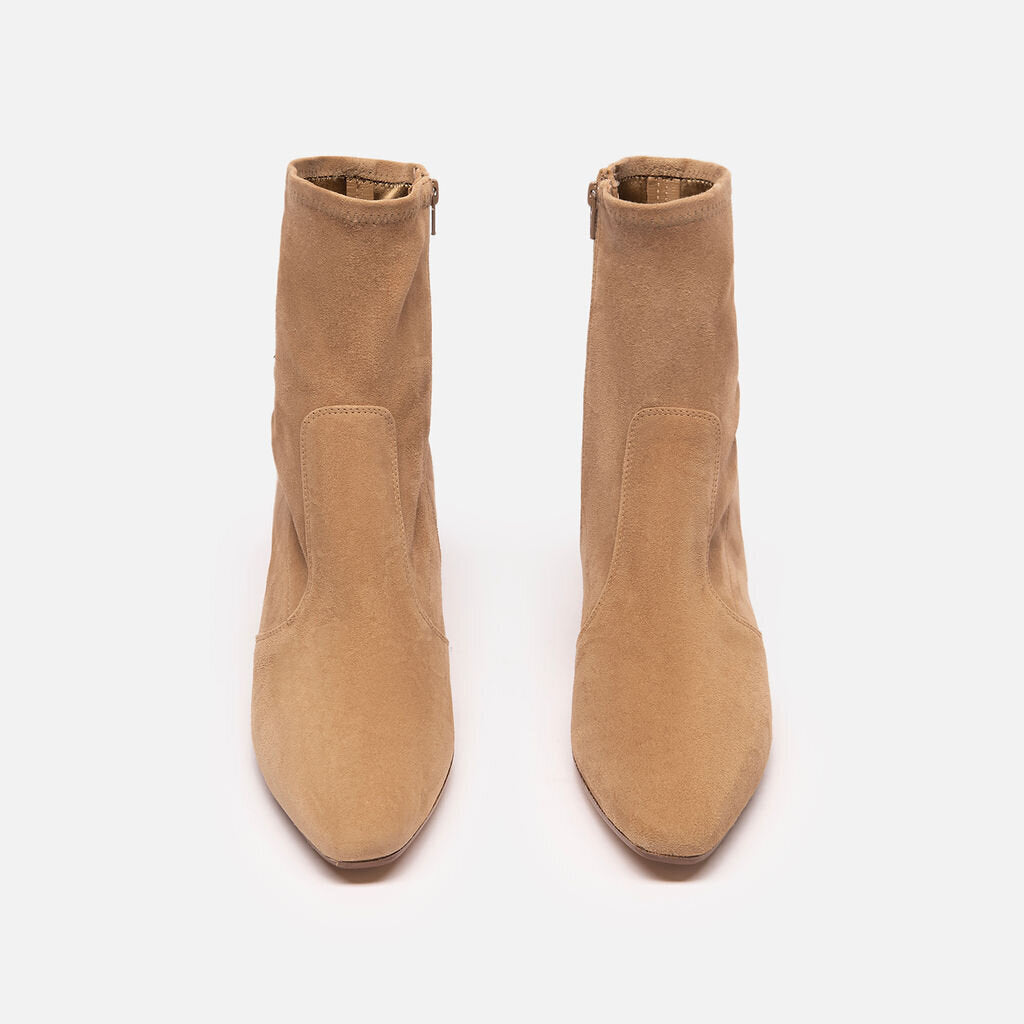 Inez Light Brown Suede Booties