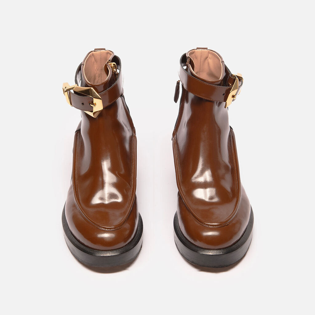 Alberta Ferretti Brown Patent Leather Boot