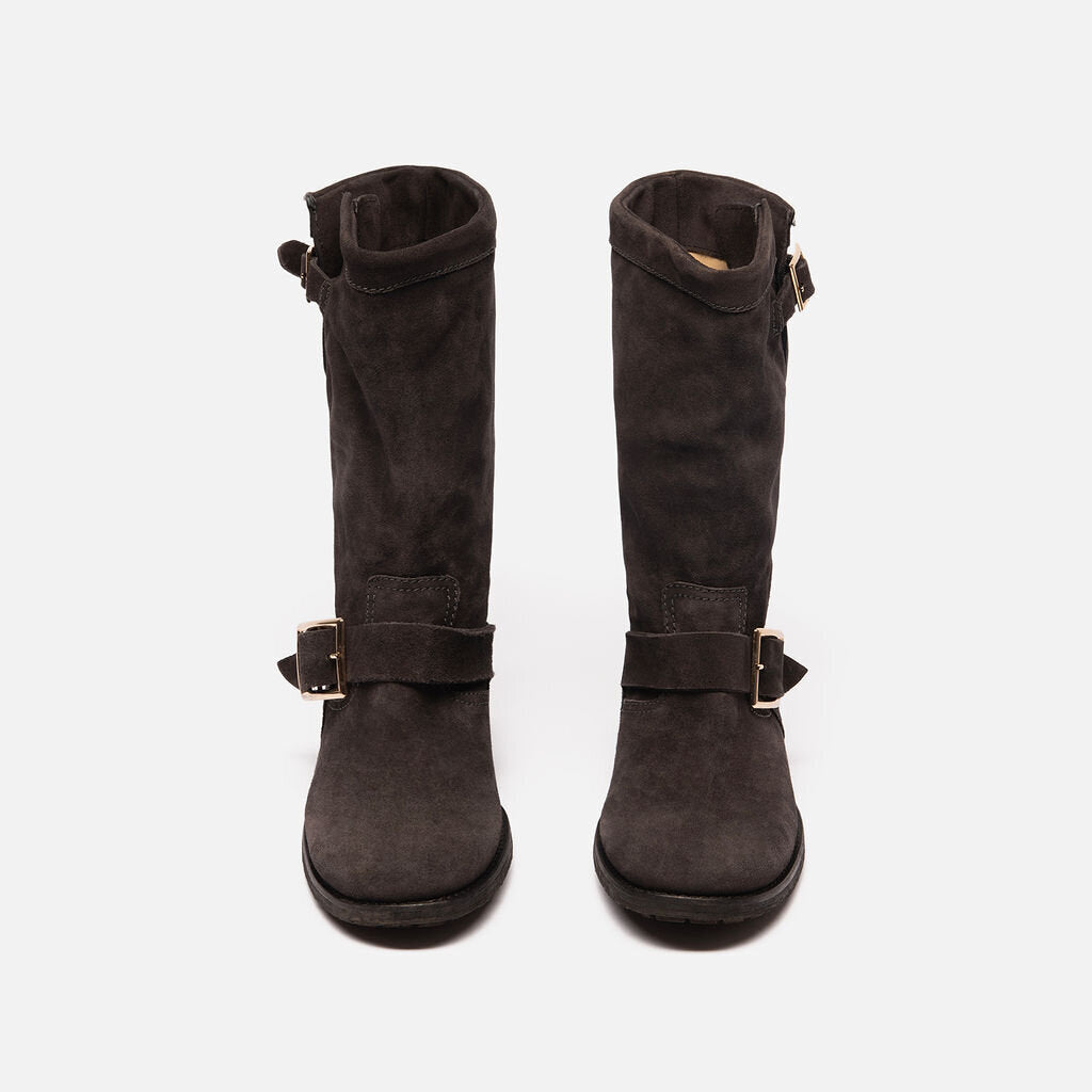 Jimmy Choo Charcoal Suede Moto Boots