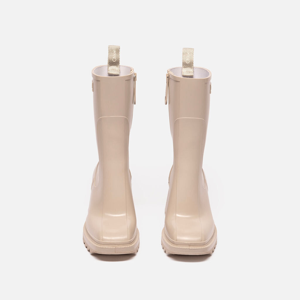 Chloe Beige Rubber Rain Boots