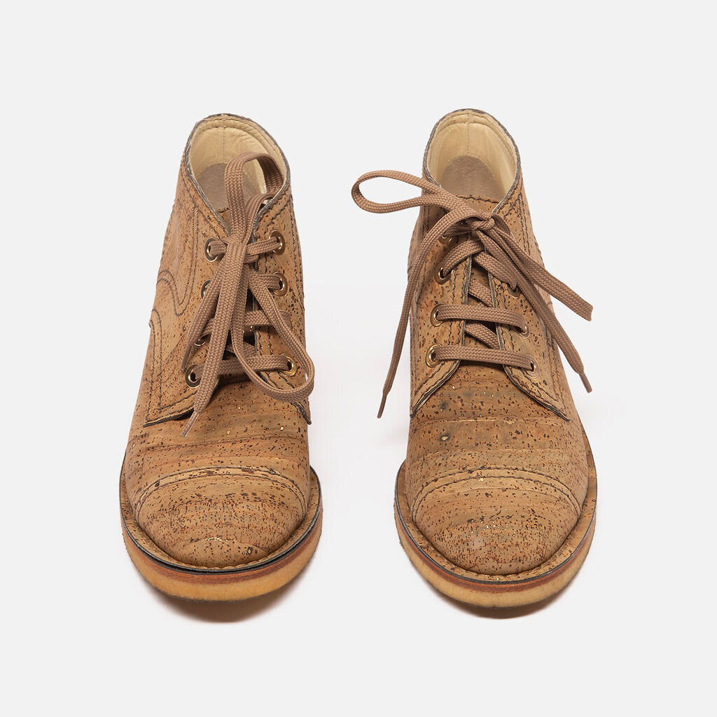 Chanel Beige Cork Lace Up Boots