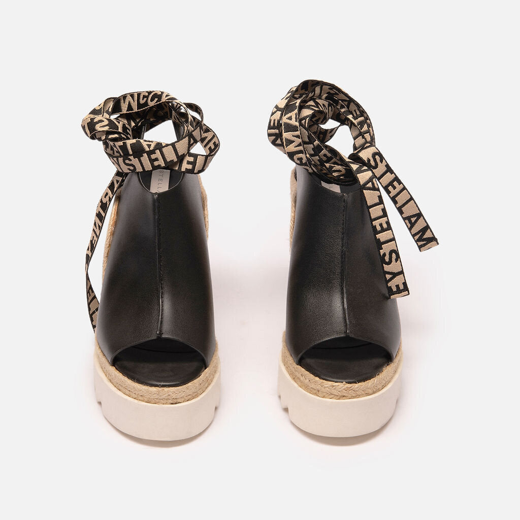 Stella McCartney Black Rope Wedge Sandals