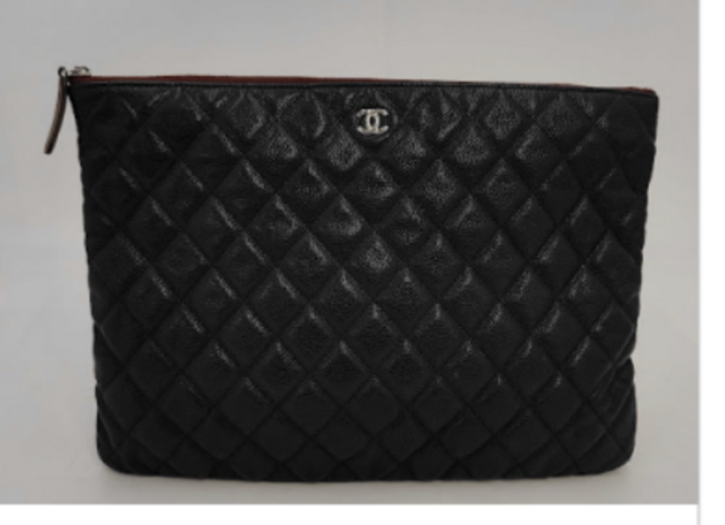 Black Quilted O Case Clutch