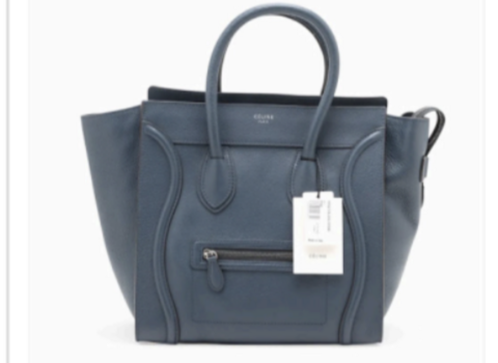 Navy Leather Mini Luggage Tote