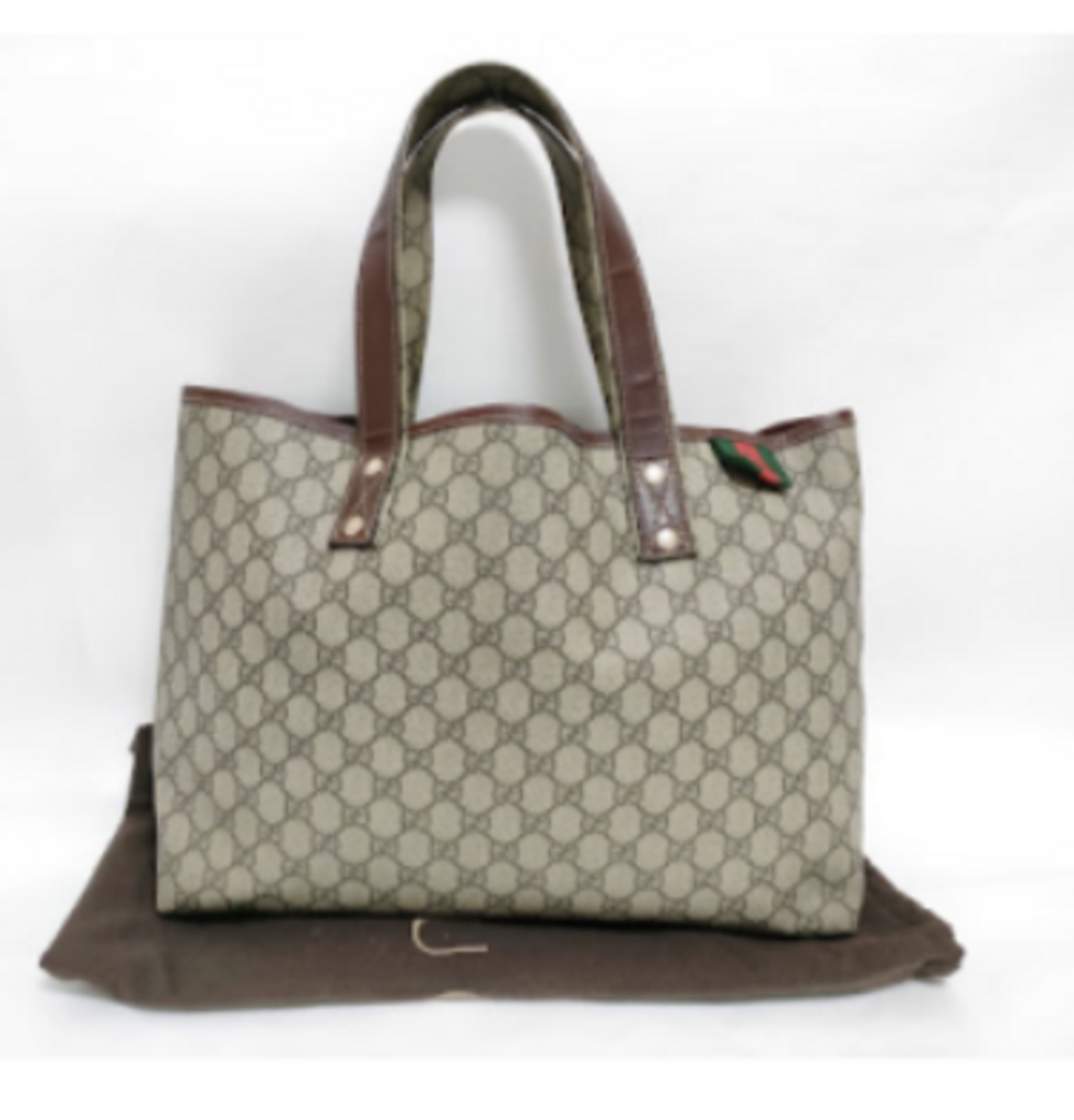 Tan Monogram Web Tote