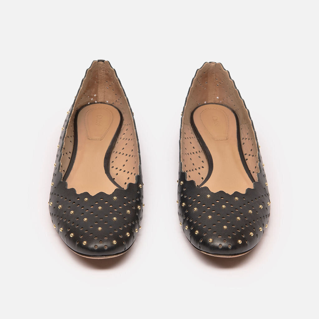 Chloe Black Scallop Flats