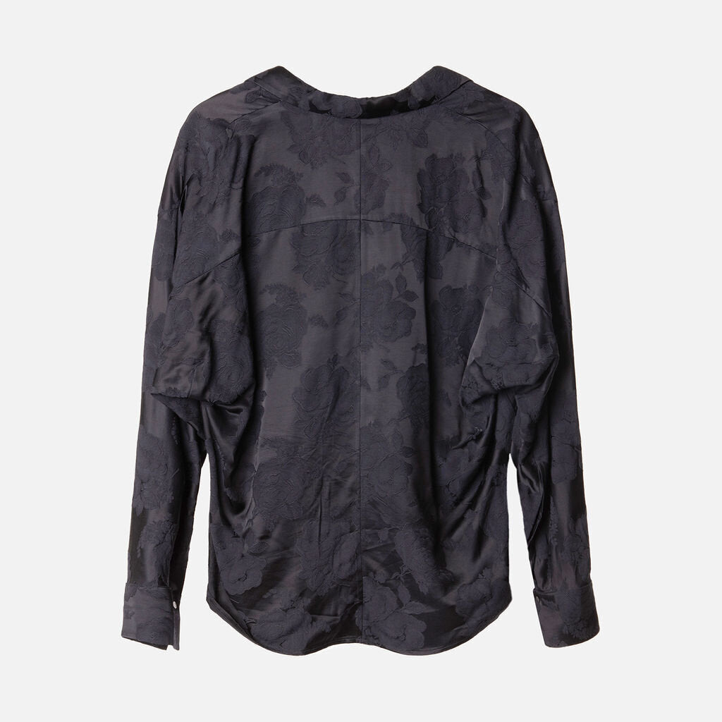 Vince Navy Viscose Jacquard Blouse