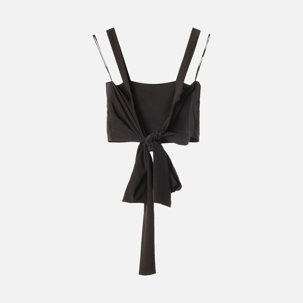 Chloe Black Silk Cropped Tie Tank