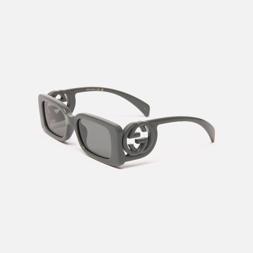 Gucci Gray Rectangle Frame Sunglasses