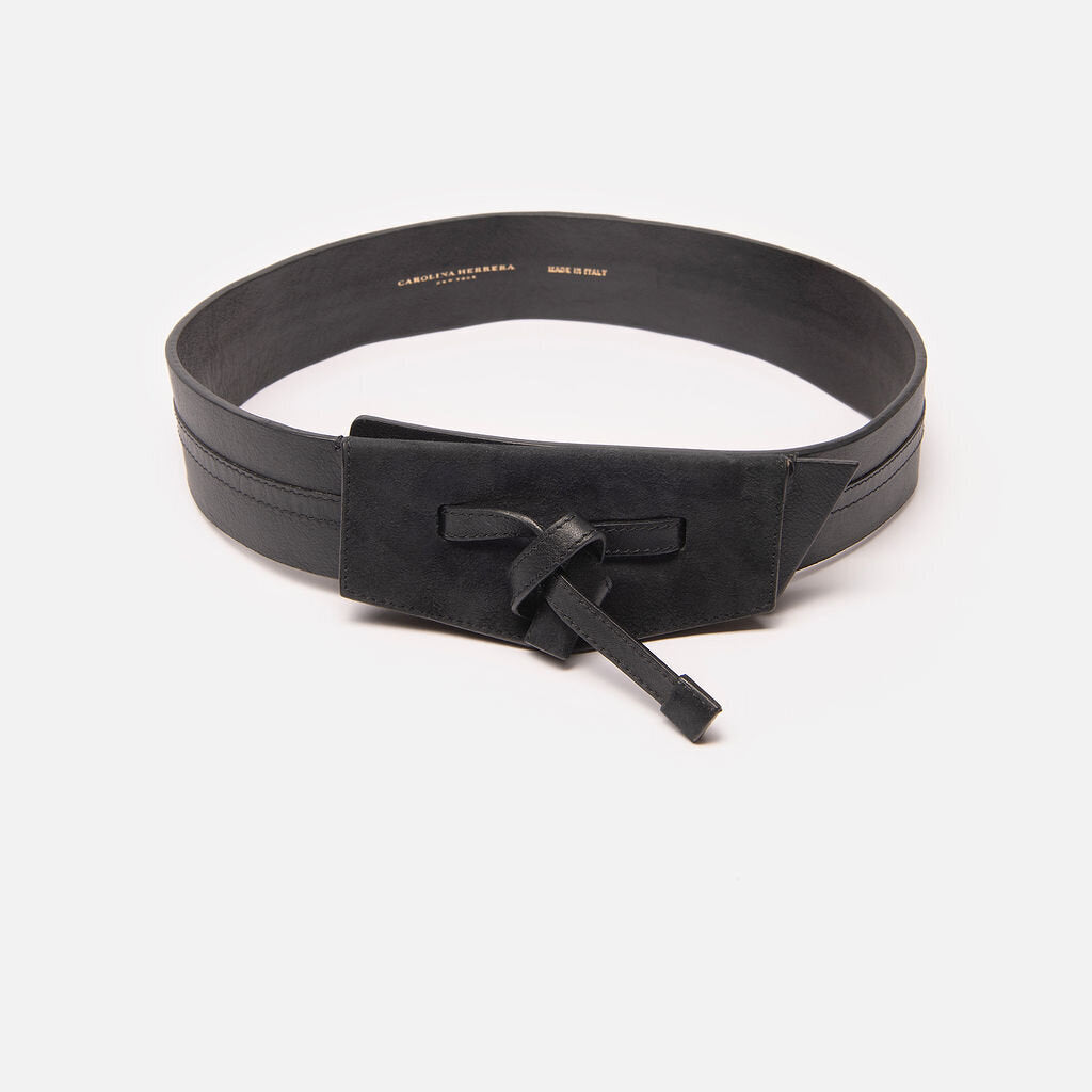 Carolina Herrera Black Leather Bow Detail Belt