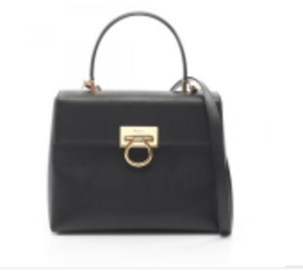 Black Leather Top Handle Gancini Bag