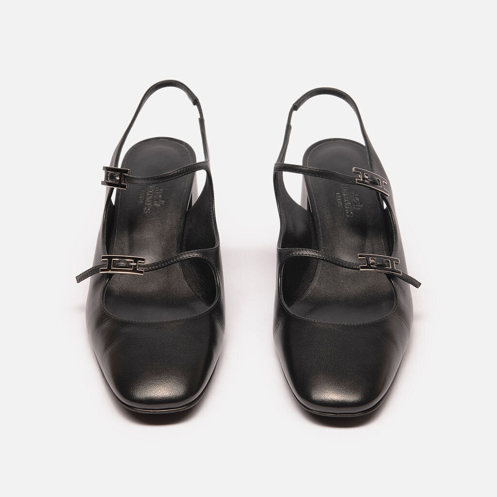 Hermes Black Leather Jackie Pump