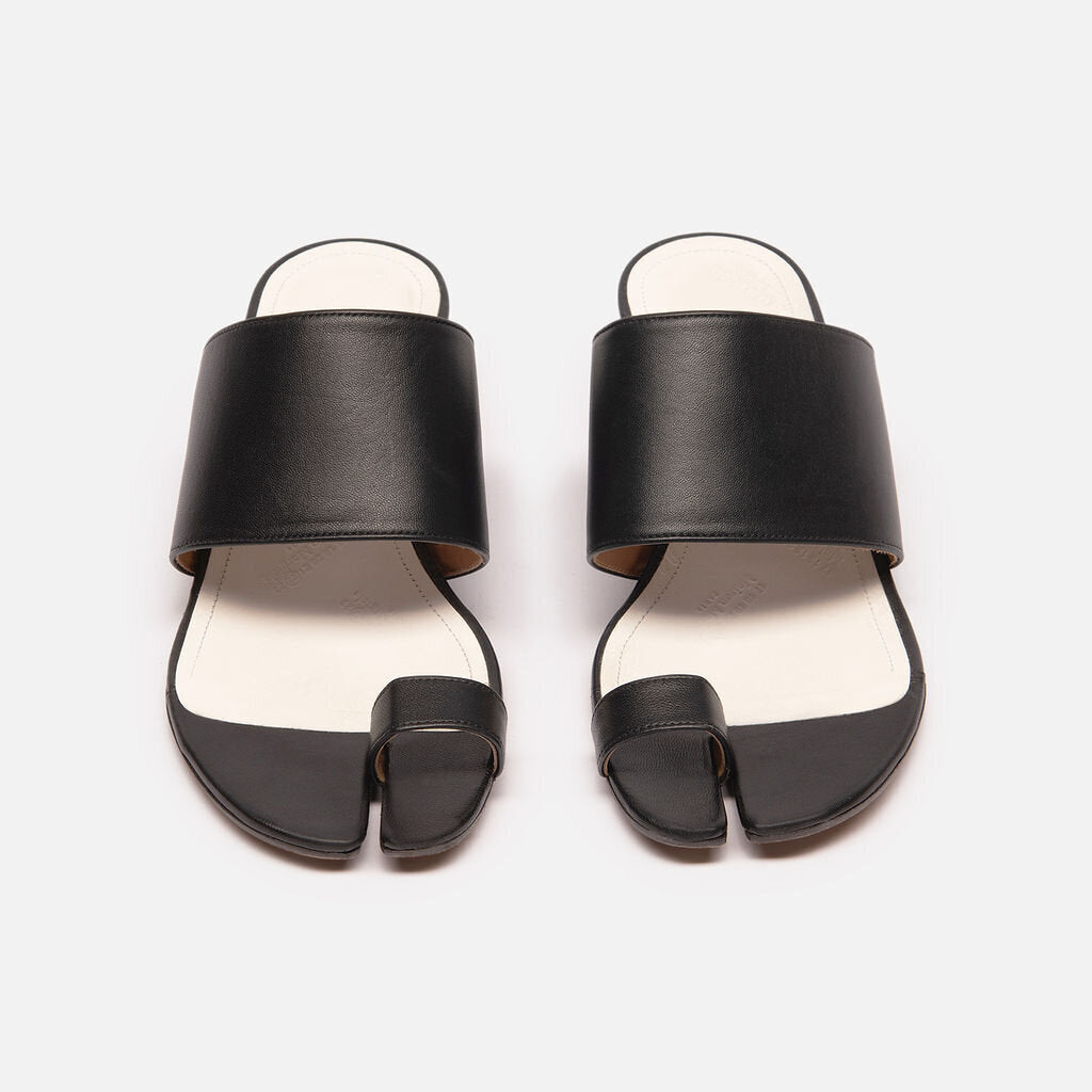 Maison Margiela Black Leather Tabi Mules