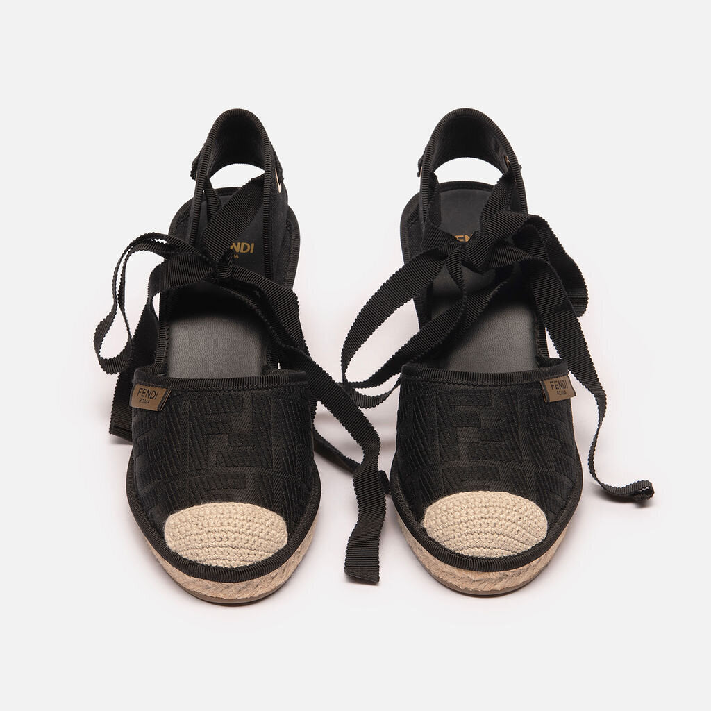 Fendi Black Canvas Ankle Espradilles