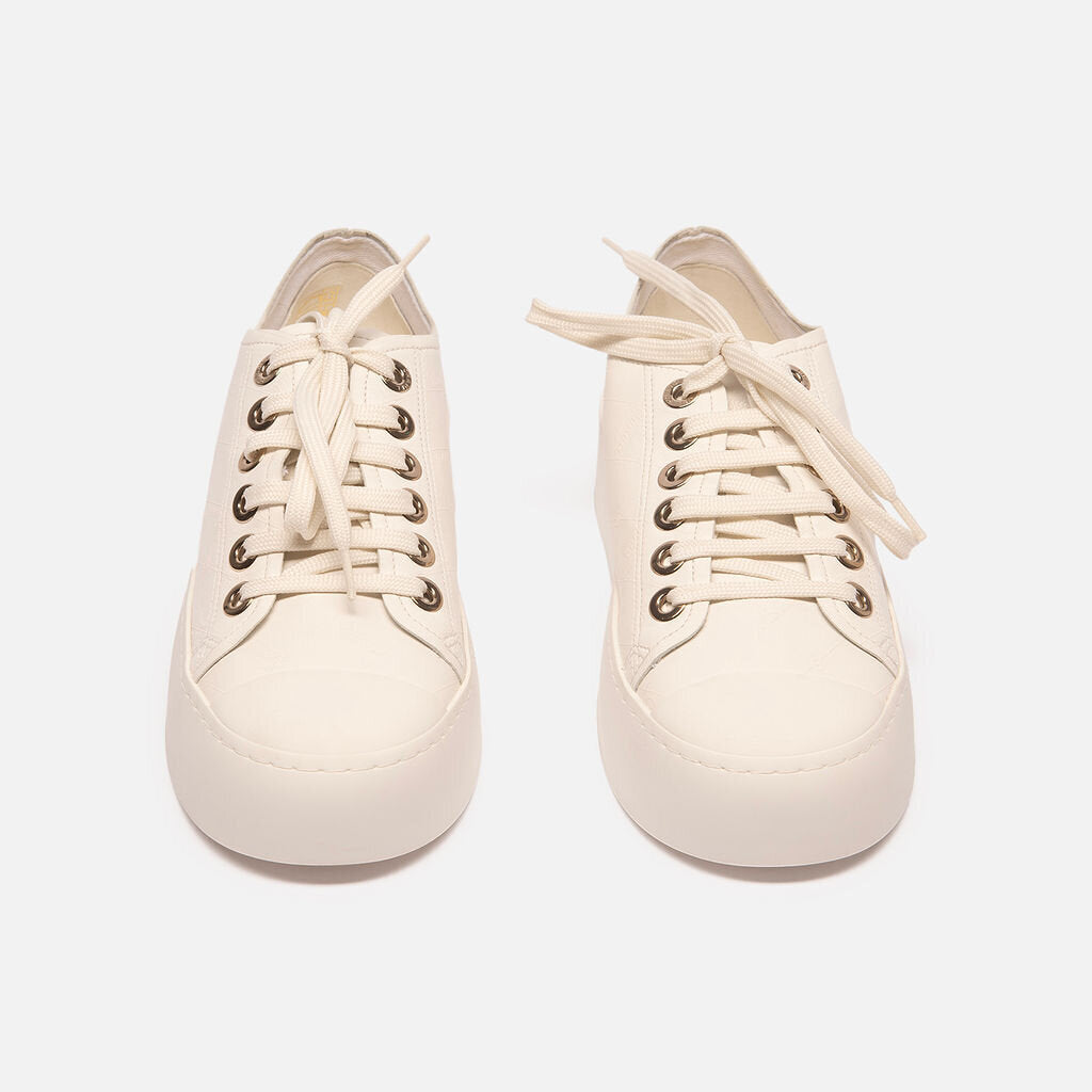 Chanel White Lambskin Leather Sneakers