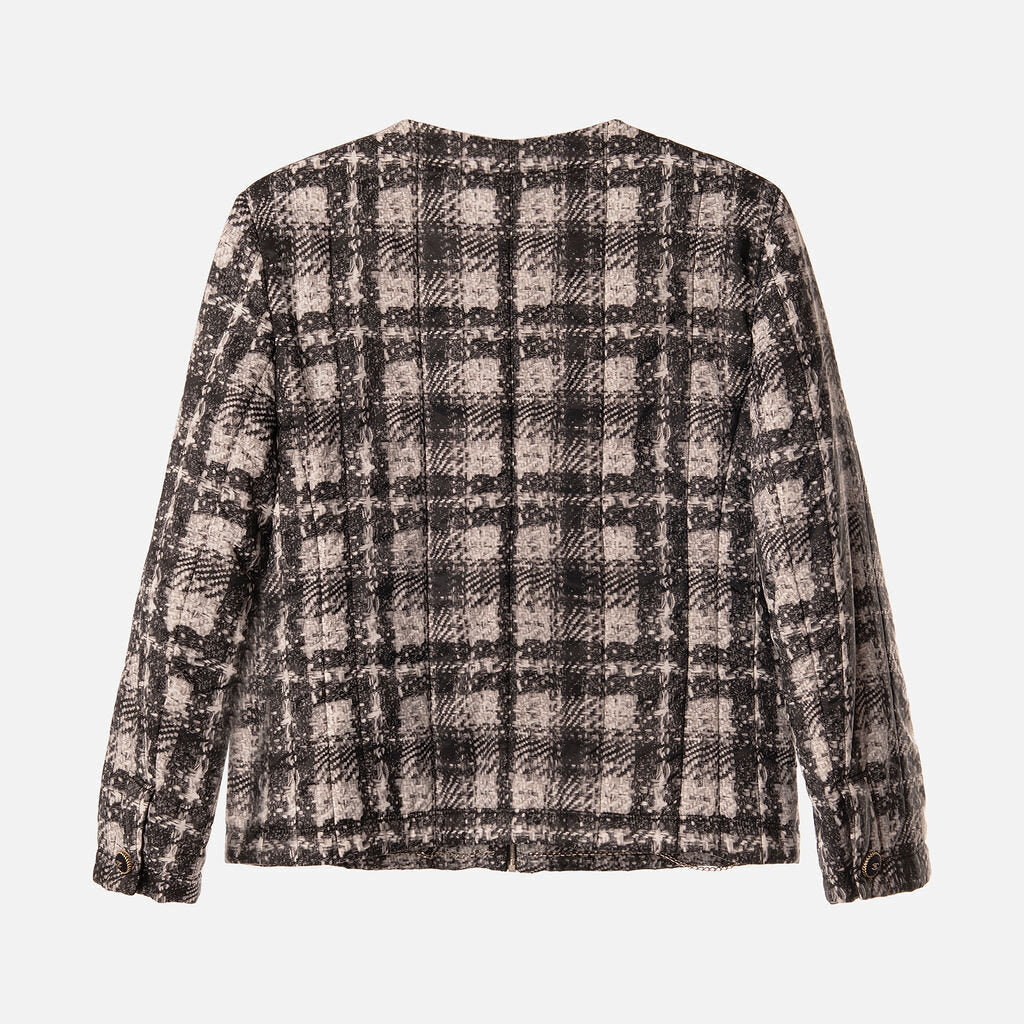 Chanel Black and White Tweed Effect Puffer Jacket