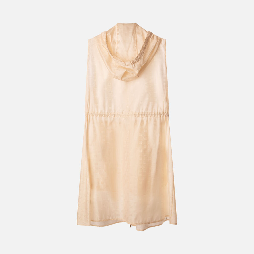 Miu Miu Cream Logo Sleeveless Zip Up Jacket