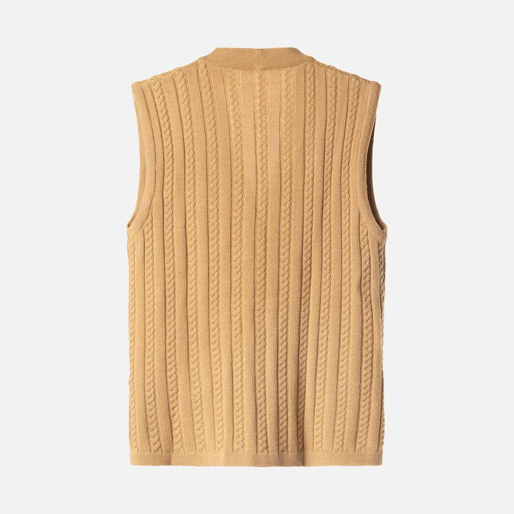 Celine Beige Wool Triomphe Chain Sweater Vest