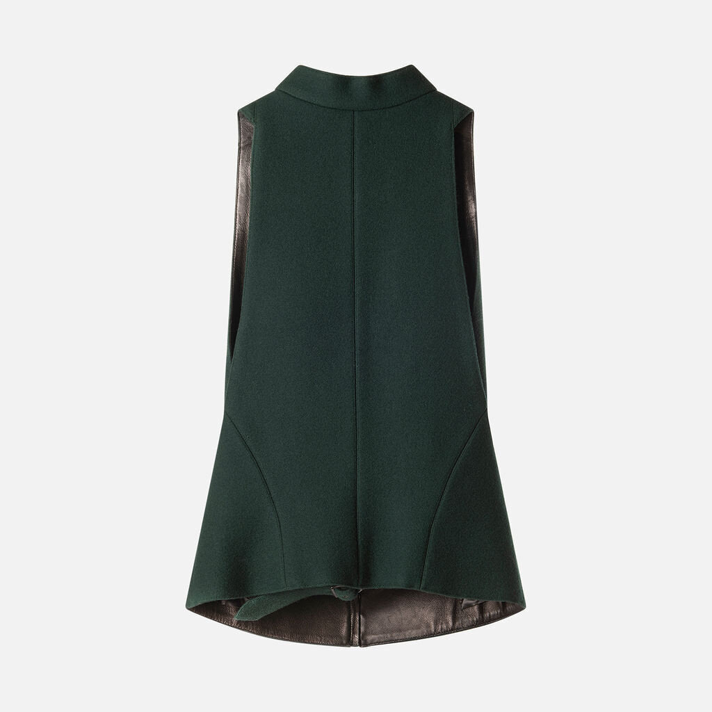 Alaia Green Wool Blend Structured Zip Front Top