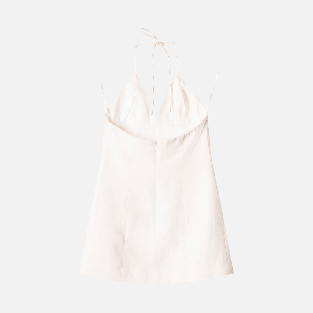 Venroy White Linen Mini Dress