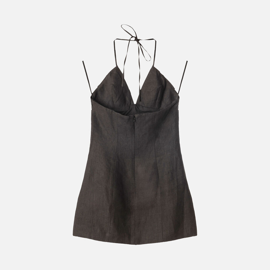 Venroy Black Linen Mini Dress