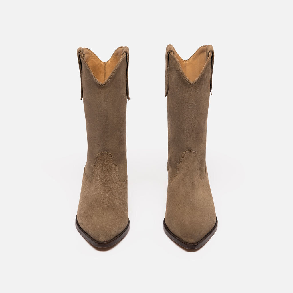 Isabel Marant Taupe Suede Western Boots