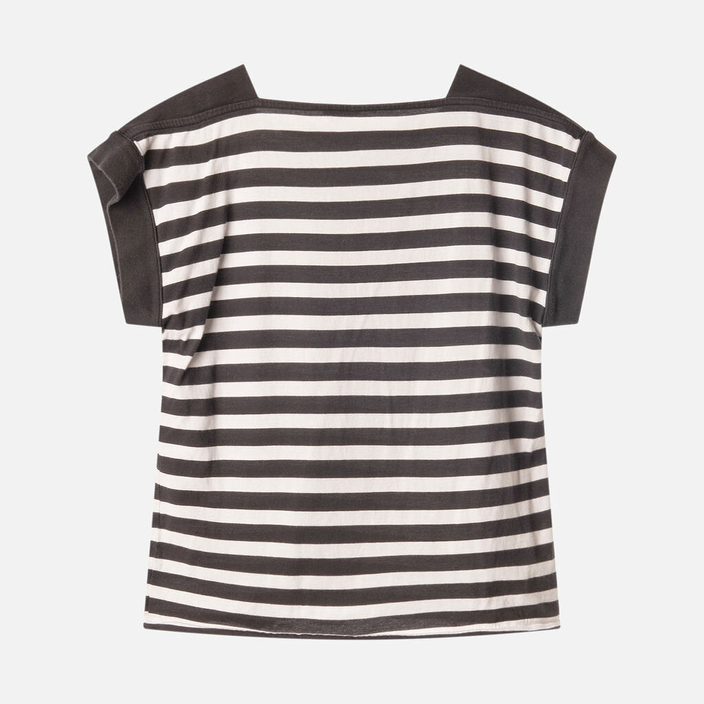Celine Black and White Cotton Stripe Tee Shirt