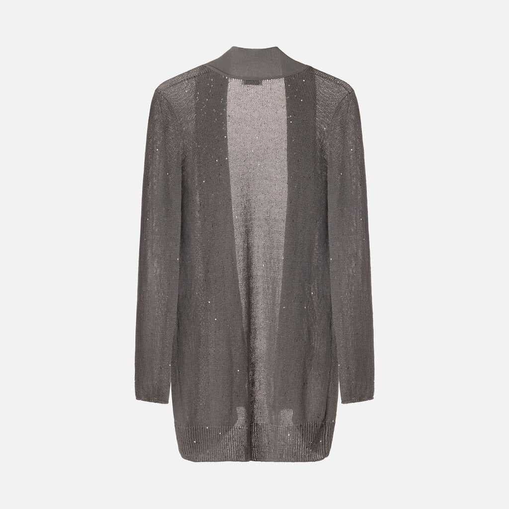 Brunello Cucinelli Grey Sequin Knit Cardigan