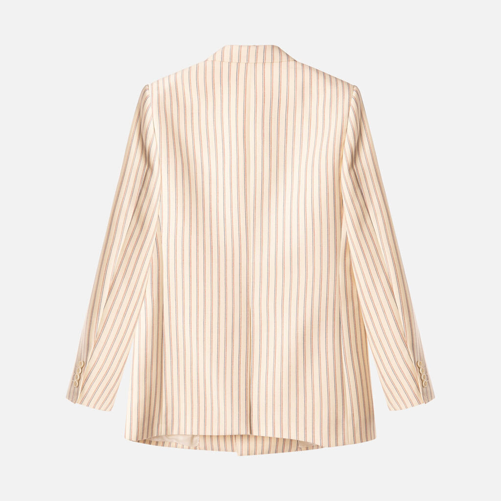 Celine Cream Wool RB Pinstripe Blazer