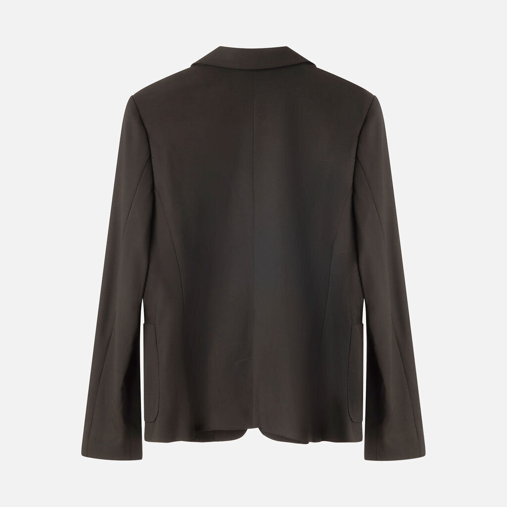 Piazza Sempione Black Wool Clasp Front Blazer