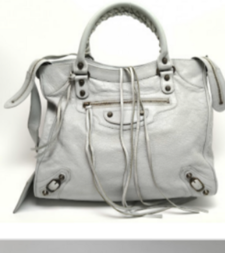 Gray Leather City Bag