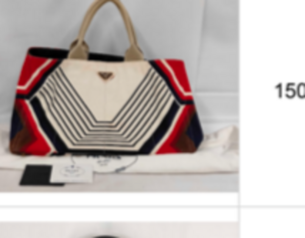 Red/White/Brown Geometric Canapa Tote
