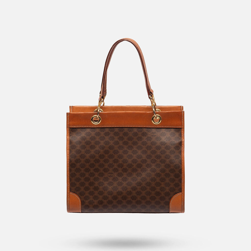 Celine Brown Macadam Coated Canvas Totet
