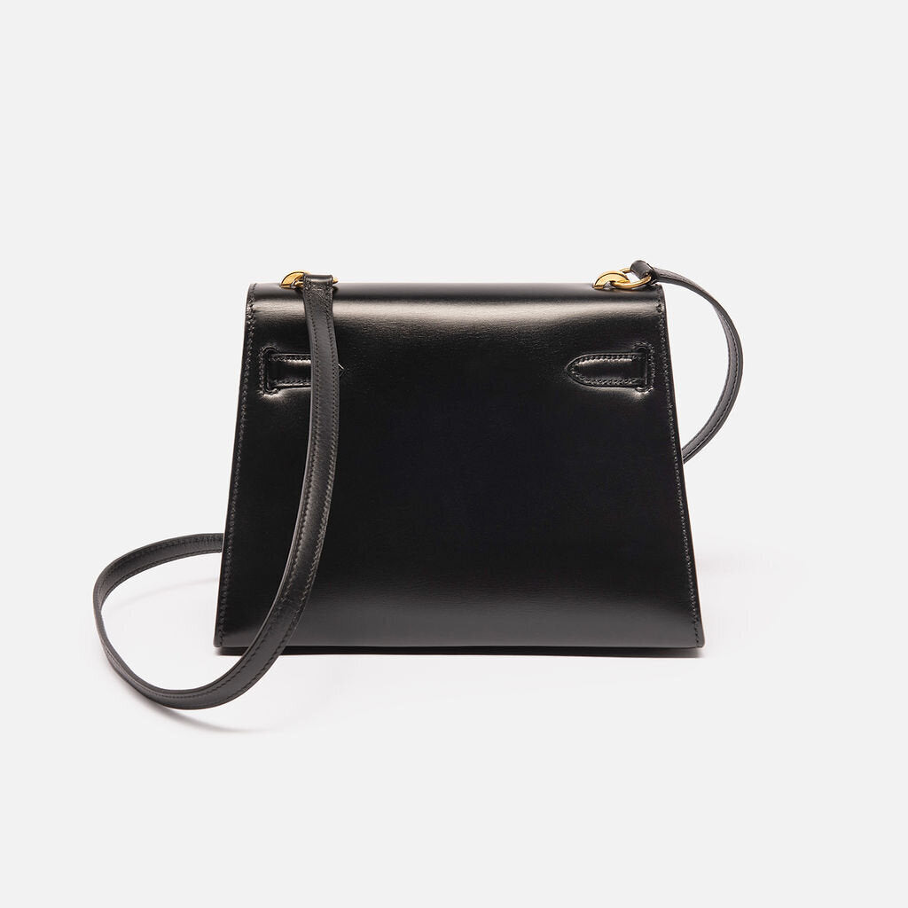 Hermes Black Boxcalf Shoulder Kelly 20