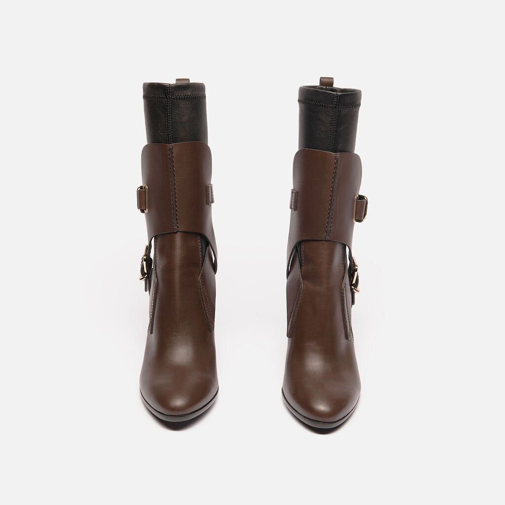 Tod's Brown Leather Ankle Strap Heeled Boots