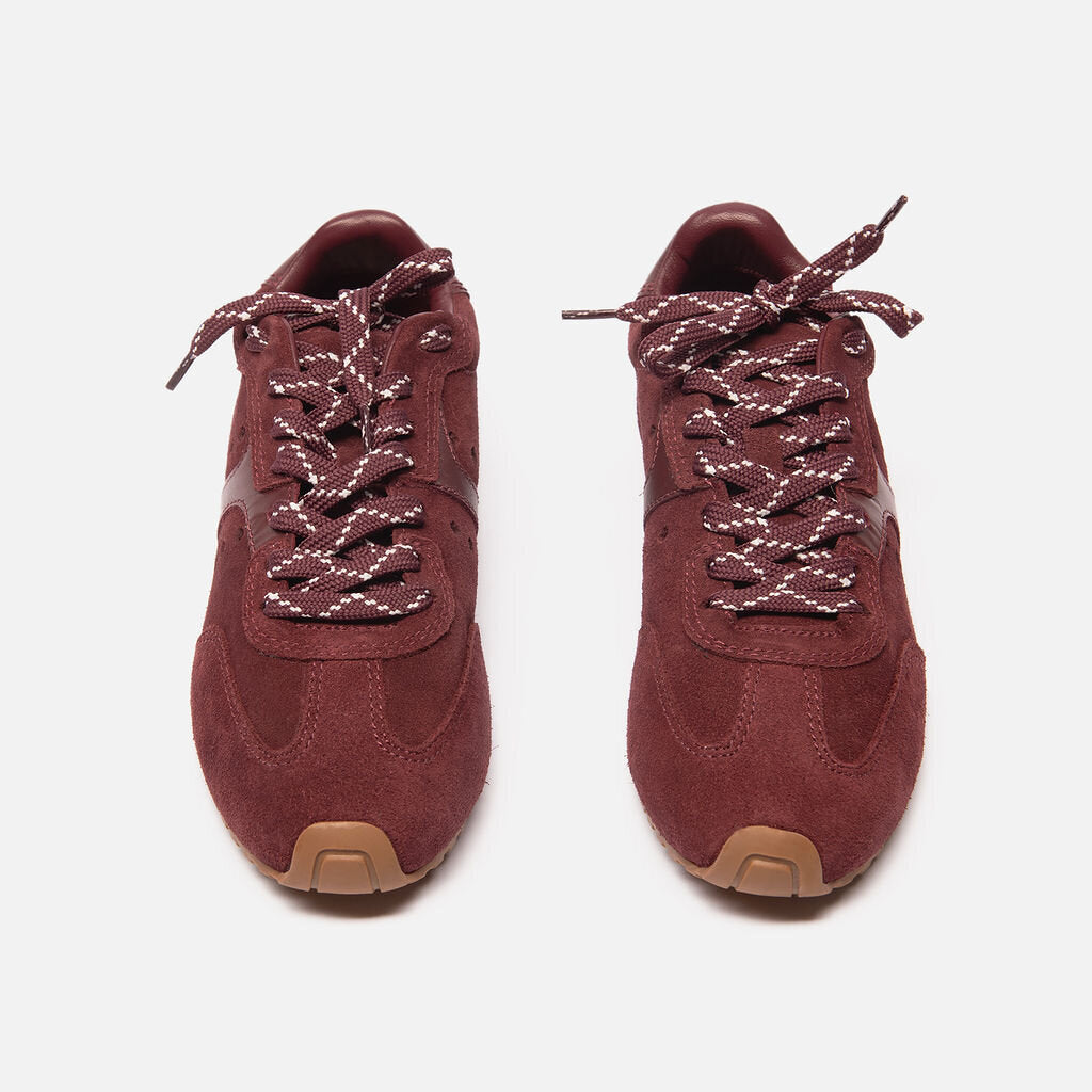 Larroude Burgundy Suede Sneaker