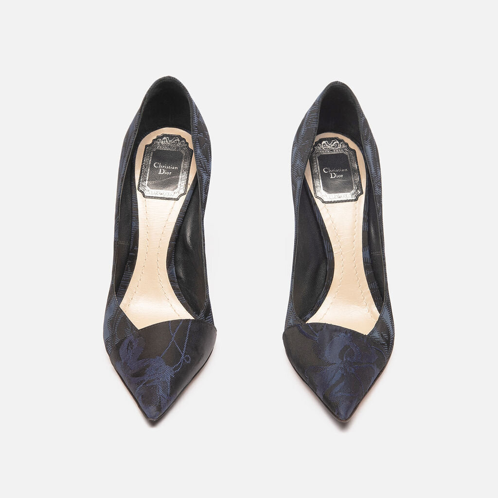 Christian Dior Navy Brocade Pumps
