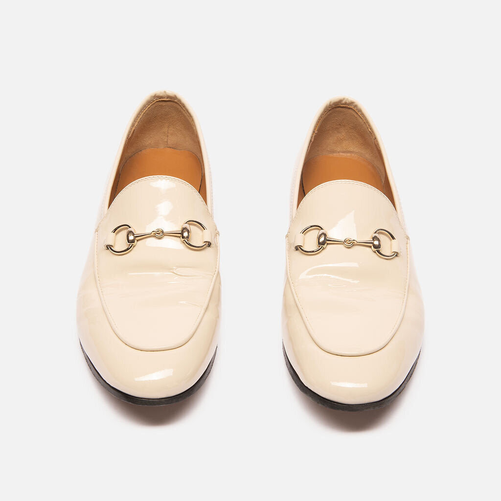 Gucci Cream Patent Horsebit Loafer