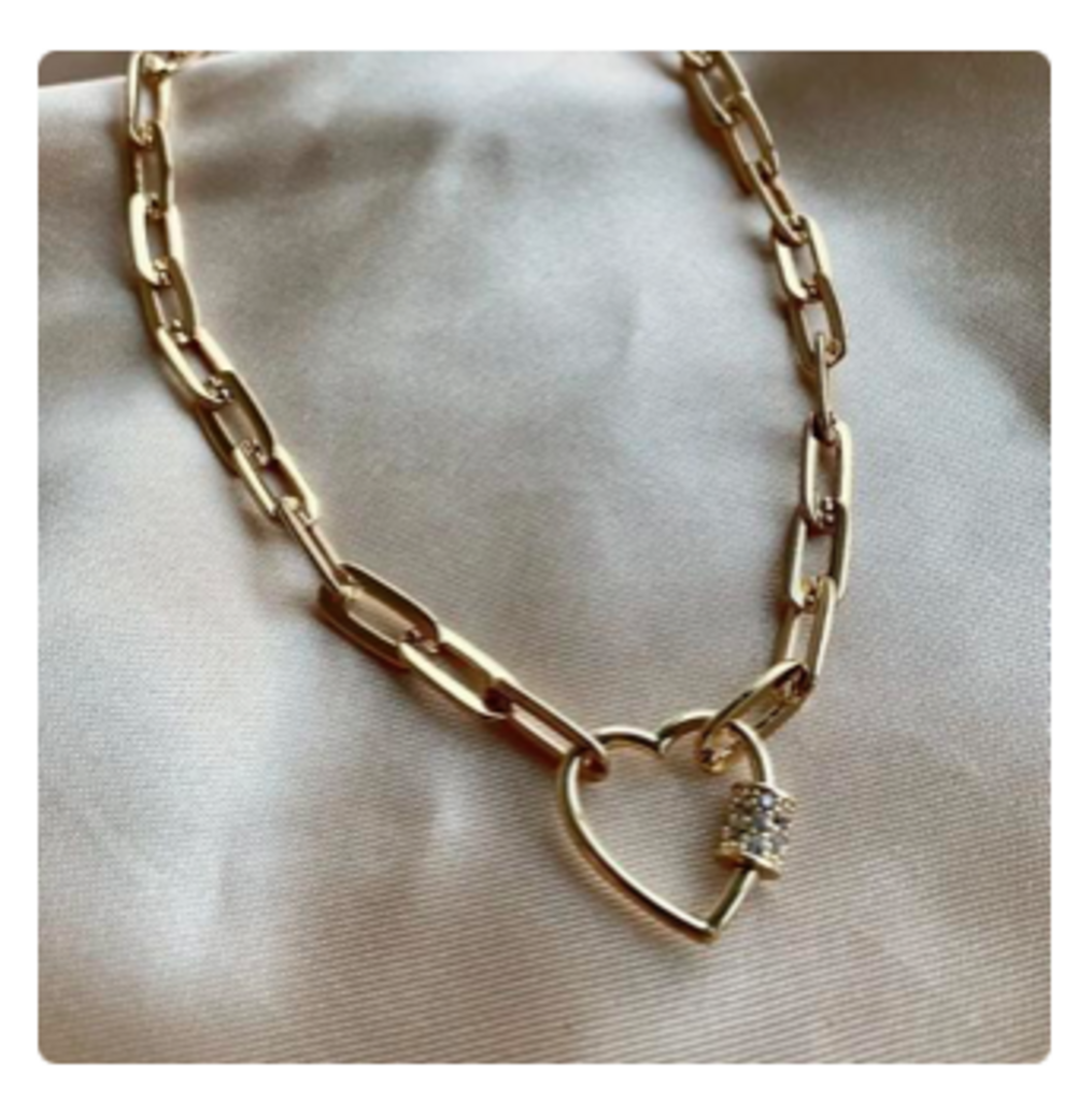 HEART CHAIN LINK NECKLACE YG 16'