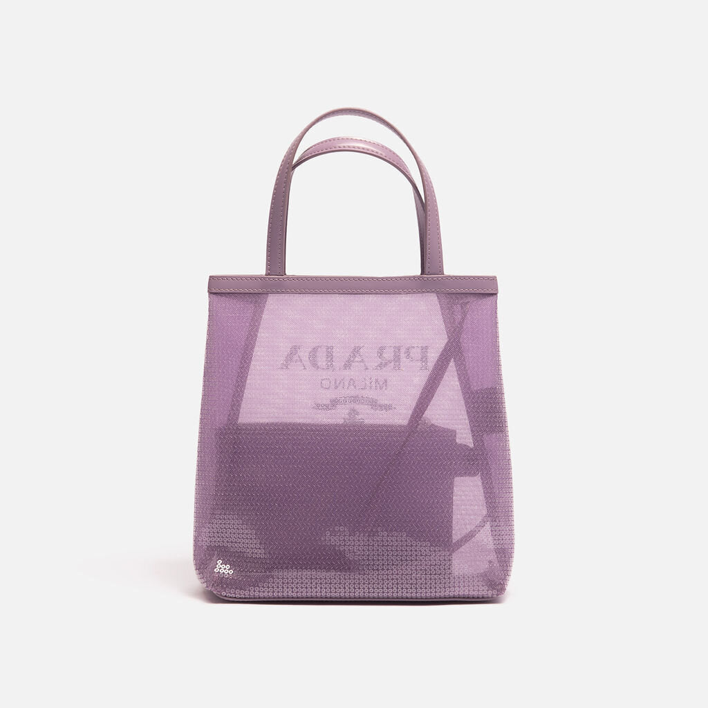 Prada Purple Sequin Logo Tote with Pouch