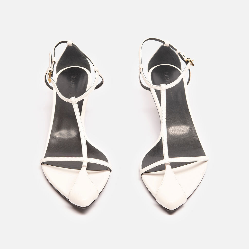 Khaite White Leather Heeled Sandal