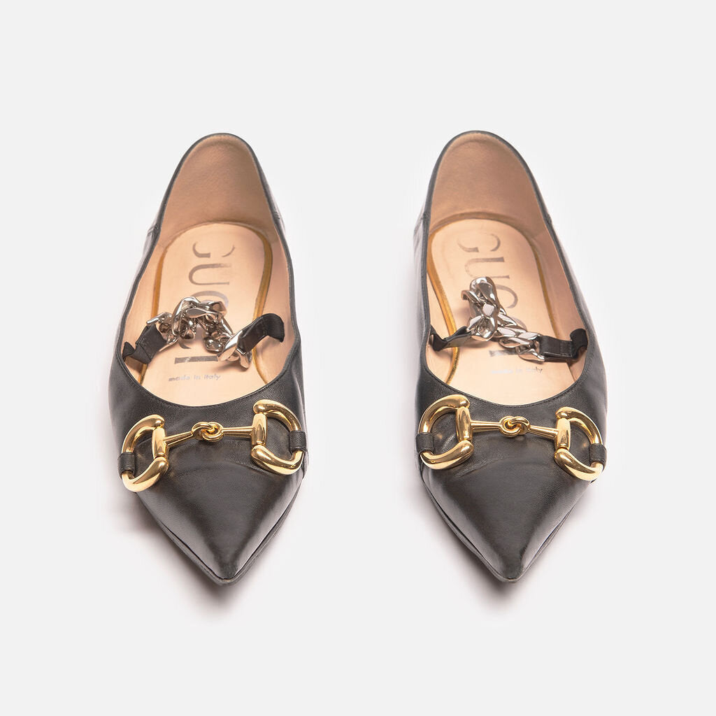 Gucci Black Horsebit Flats