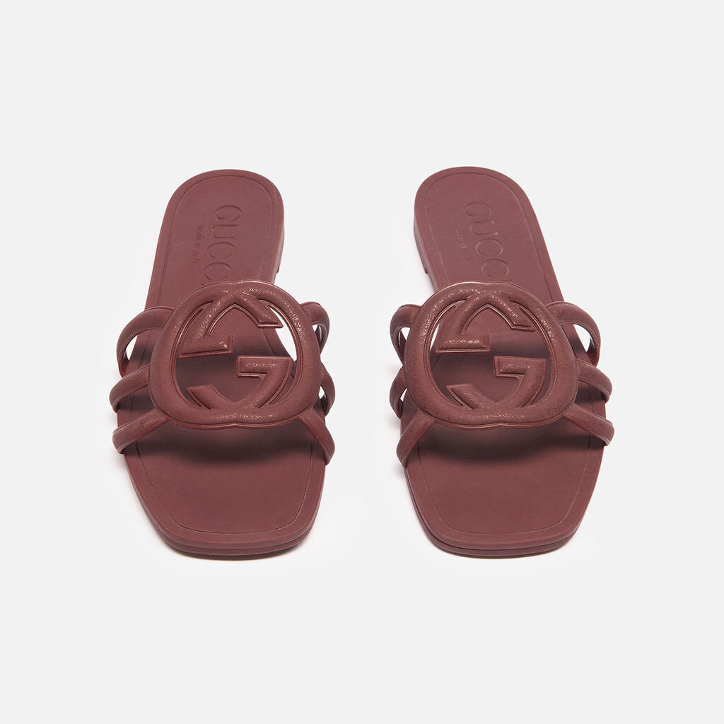 Gucci Red Rubber Logo Slides