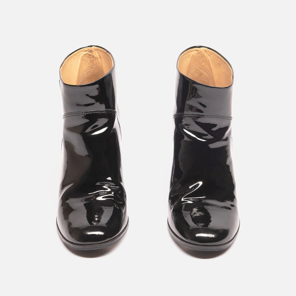 Chanel Black Patent Leather Heeled Bootie