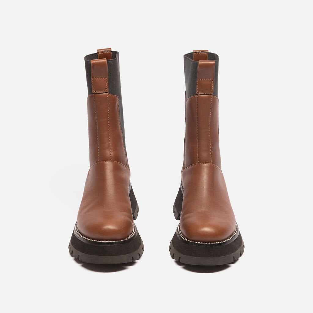 3.1 Phillip Lim Brown Leather Lug Sole Combat Boot