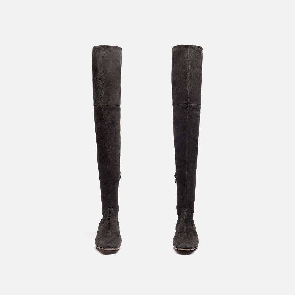 Prada Black Suede Tall Boot