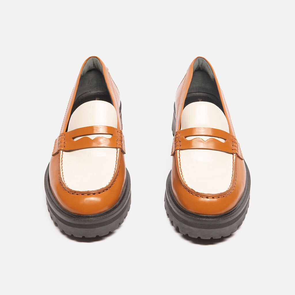 Reformation Brown Color Block Leather Loafer