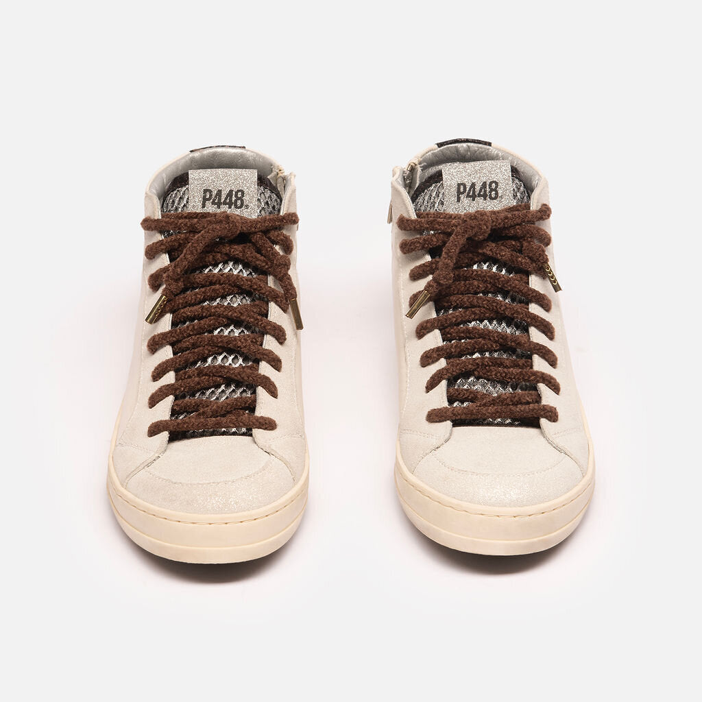 P448 Cream Leather High Top Sneaker
