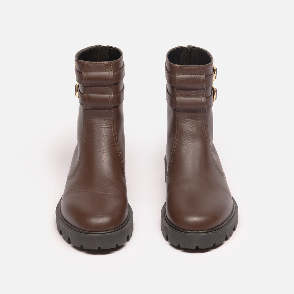 Celine Brown Leather Moto Boot